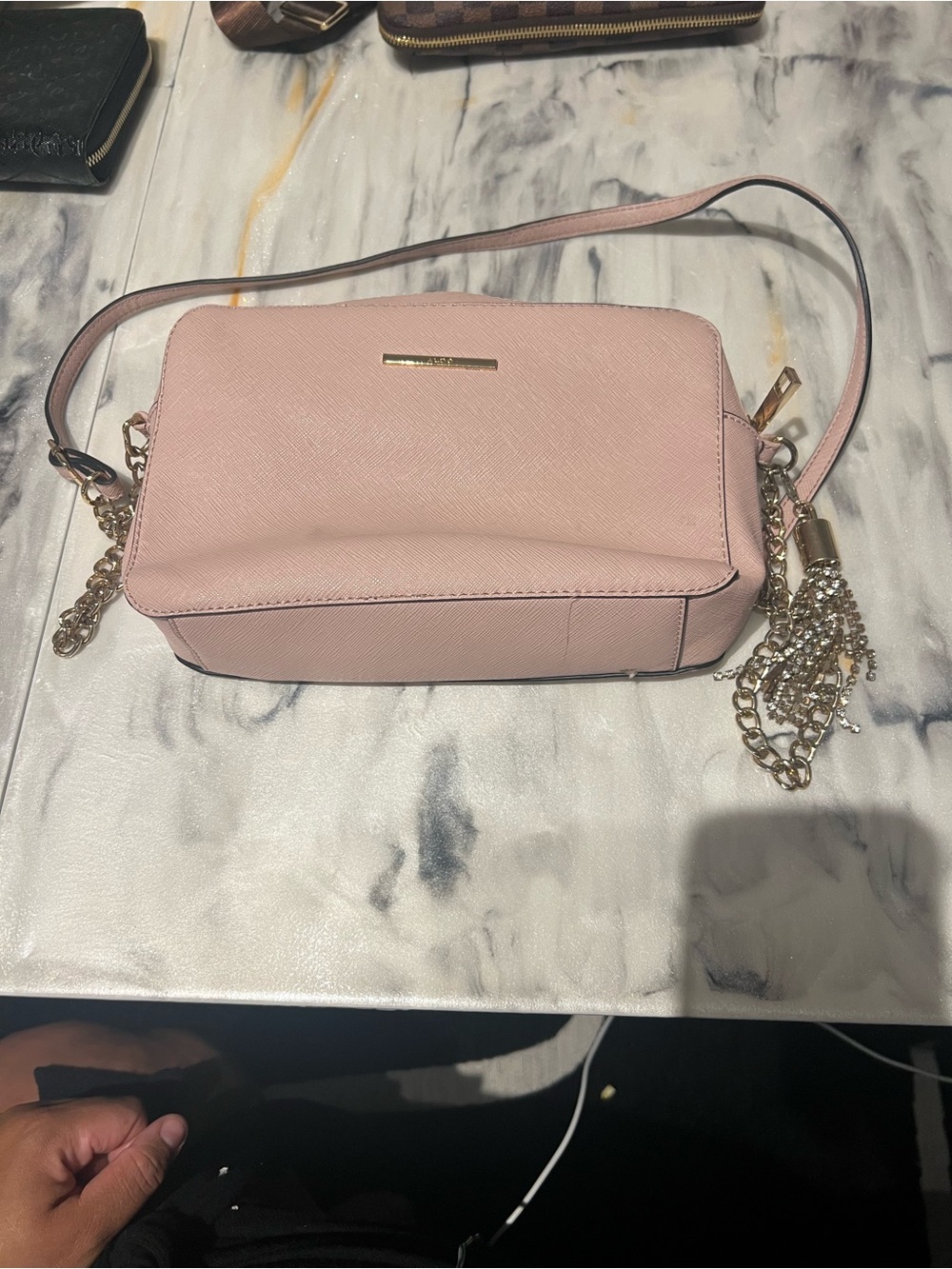 ALDO Blush Pink Crossbody Purse | Tassel Chain Shoulder Bag |